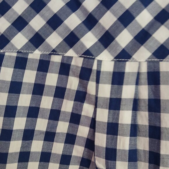 Untuckit Belleza Women's Button Up Long Sleeve Blue Gingham Shirt SZ 4 - Picture 4 of 7
